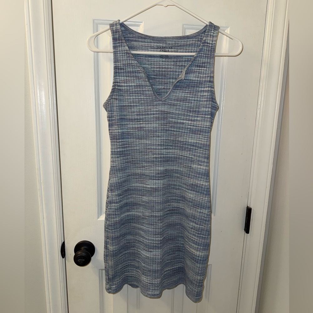 American Eagle Outfitters Blue and Gray Mini Dress